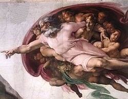 Ceiling of Sistine Chapel representing God creating mankind