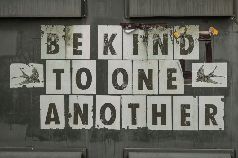 Photo of the words "Be Kind to One Another"