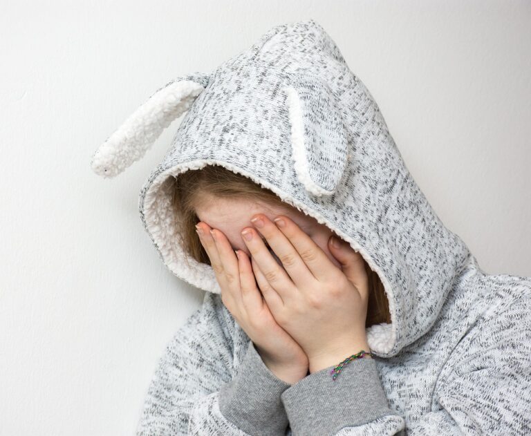 desperate, sad, depressed, cry, hopeless, loss, worries, teenager, despair, depression, girl, tormented, torment, sadness, fear, anxious, tears, grief, defenseless, alone, lonely, bullying, sad girl, rabbit, bunny, hood, onesie, emotion, young, person, human, problem